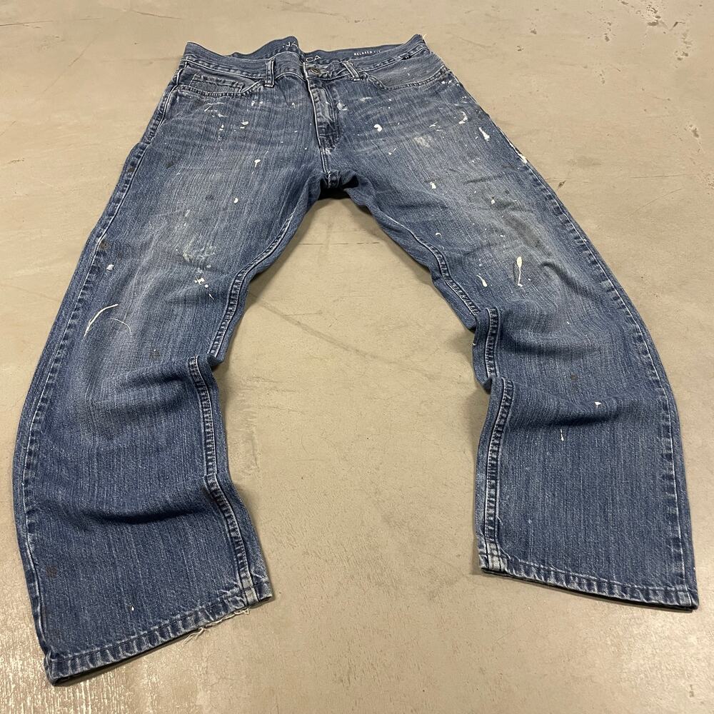 baggy Y2K paint splatter nautica jeans 34x30